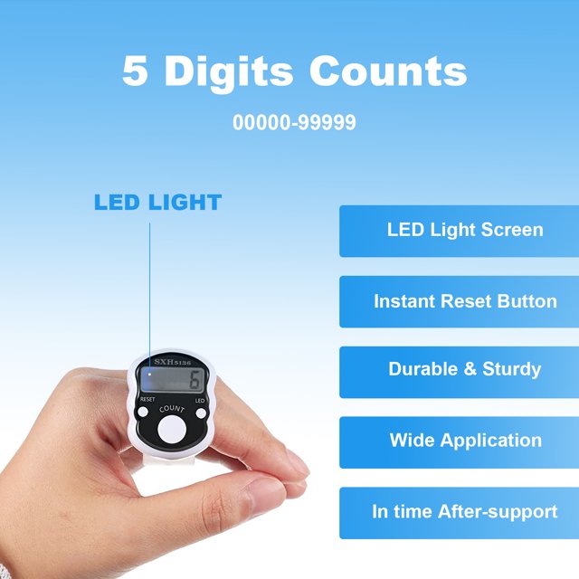 2Pcs Electronic Counters LCD Display Game Small Counter Plastic Fingers Counter Ring-type Number Tools Household Knitting Weave Marker