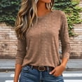 thumbnail image 6 of PBFRDSJ Women's Crew Neck Stripe Blouse, Long Sleeve Textured Casual Top, Relaxed Fit Daily Wear Shirt, Sizes S-5XL, 6 of 6