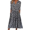 thumbnail image 2 of IDALL Summer Dresses,Casual Dresses Women Casual Summer Stripe Short Sleeves Pocket Long Dress Holiday Dress Floral Sundress Midi Dress Petite Dresses,Hawaiian Dresses,Modest Dresses Black Dress L, 2 of 5