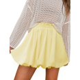 thumbnail image 1 of Falda con estampado de burbujas para mujer, cintura alta, volantes, color amarillo, 1 of 4
