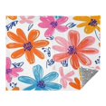 thumbnail image 2 of 70x55 Inches Glow in The Dark Blanket Cozy Throw Camping Blankets for Home and Outdoor Use Orange and Pink Flower Pattern, 2 of 8