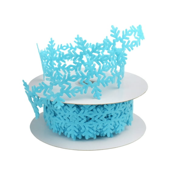 Homeford Christmas Snowflake Felt Cutout Ribbon, Turquoise, 1-1/2-inch, 10-yard