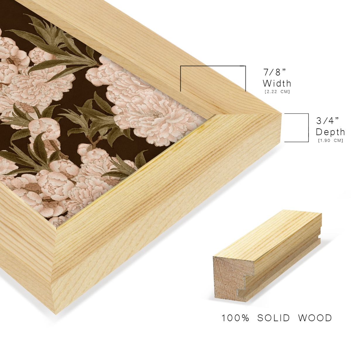 Asian Brocade III - Framed Print w/glass - Natural Wood
