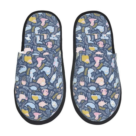 Balery Cute Baby Animals Slient Indoor Furry Fleece Comfort House Shoes Soft Non-Slip Home Shoes Cotton slippers House Slippers-- Large