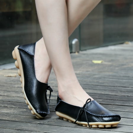 

Fidelma Shoes Summer Ladies Round Toe Flat Heel Pumps Single Shoes Lazy Shoes Black 39