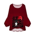 thumbnail image 6 of Sheghy Halloween Costumes for Women Dressy Tops for Women Crew Neck A-Line Button Front for Summer Wine M, 6 of 7