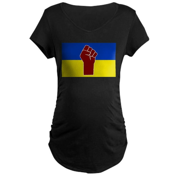 CafePress - Ukrainian Flag With Fist Maternity T Shirt - Maternity Dark T-Shirt