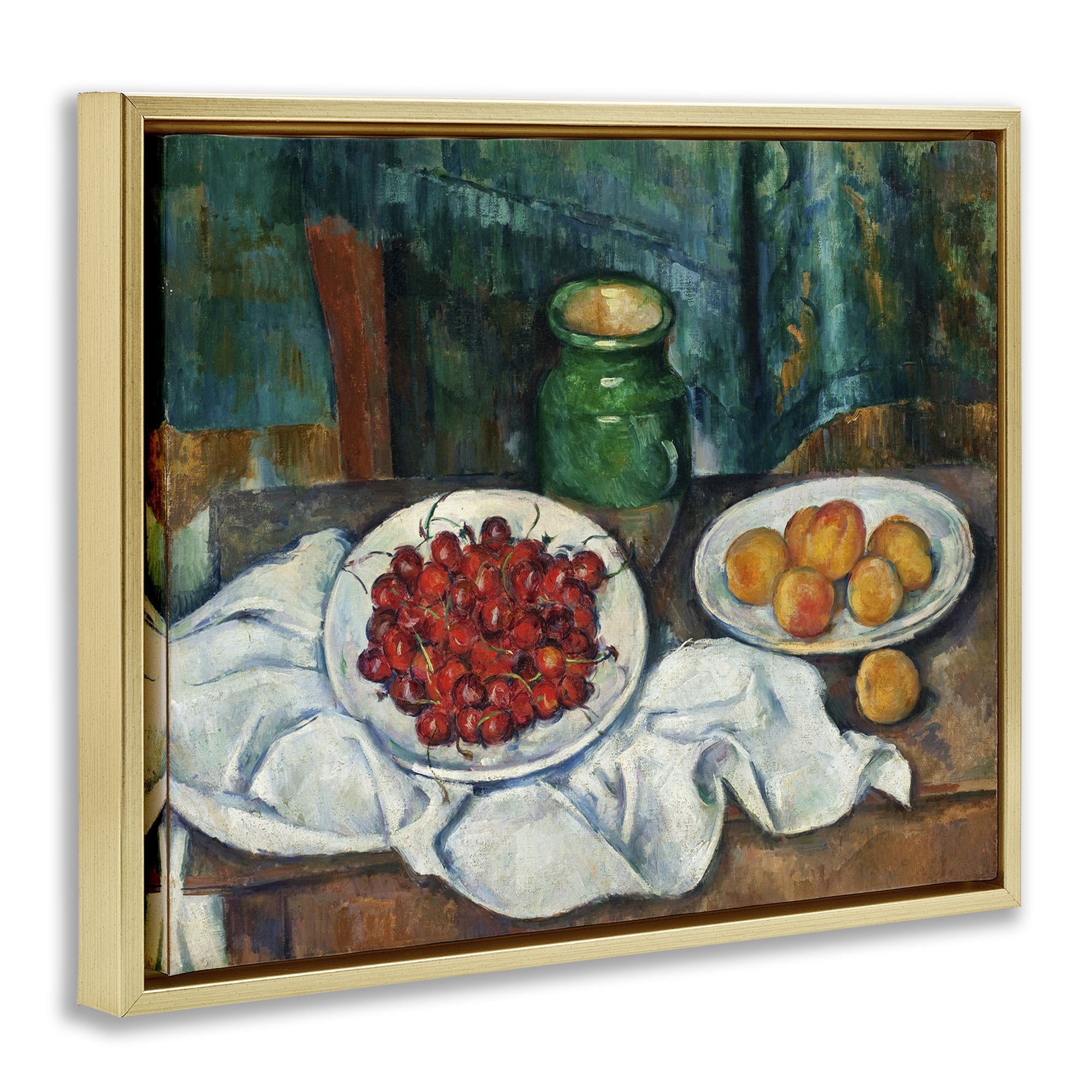 Stupell Industries Classical Fruit Still Life Food & Beverage Painting Gold Floater Framed Canvas Art Print Wall Art, 21 x 17