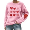 thumbnail image 2 of Yteetum Women's Valentine's Day Sweatshirts Oversized Crewneck Valentines Heart Graphic Print Hoodless Sweatshirt Womens Casual Plus Size Round Neck Loose Comfy Sweatshirt Fall Spring Clothes, 2 of 5