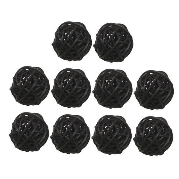 10pcs 3cm Wicker Rattan Balls Xmas Wedding Party Decorative Crafts Black