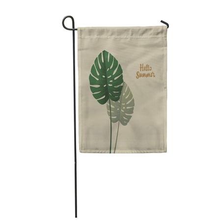 SIDONKU Colorful Beach Tropical Palm Monstera Leaves Hello Summer Green Beauty Garden Flag Decorative Flag House Banner 28x40 inch
