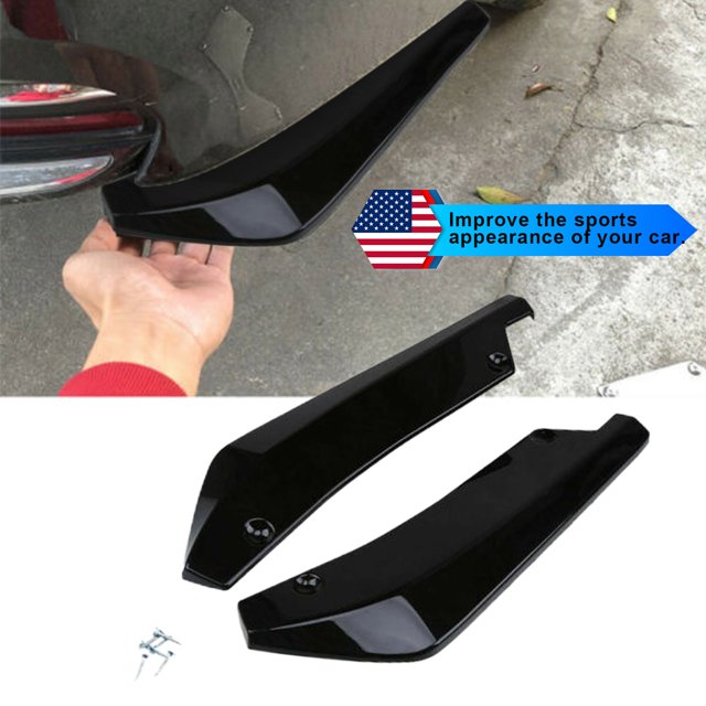 Lip Rubber Body Sticker Fin Splitter Spoiler Black Carbon Fiber Set Universal Auto Front Bumper