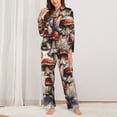 thumbnail image 2 of Pofeuu Cute Forest Mushrooms Print Womens Pajamas Set Long Sleeve Sleepwear Button Down Nightwear Soft Pj Lounge Sets Button Down Pajamas Women-Medium, 2 of 7
