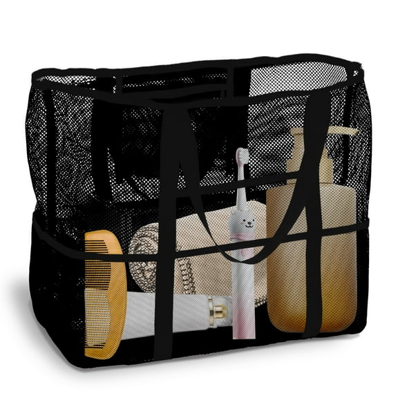 Portable Mesh Shower Caddy with 8 Pockets and Handles Quick Dry Large Capacity Mesh Shower Bag for Bathroom Gym Travel Camp Beach