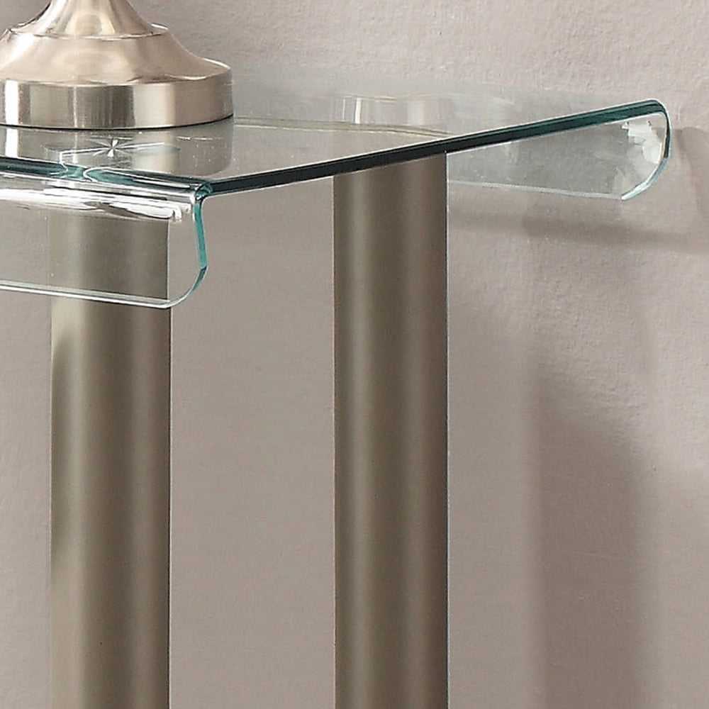 Furniture of America Ramey Glass Top Sofa Table, Champagne