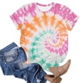 thumbnail image 4 of Mifsaly Tie-Dye Cotton T-Shirt for Women Short Sleeve Crew Neck Casual Summer Tops Colorful Print Lightweight Breathable Casual Blouse M, 4 of 6
