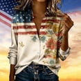 thumbnail image 2 of Atogsazn 4th of July Satin Silk Shirt for Women Dress Casual Button Down Long Sleeve Shirts Blouse Tops Outfit Coffee XXL Fashion, 2 of 6