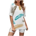 thumbnail image 1 of Ensembles pour Femmes 2 Pcs Tenues à la Mode Col Rond Manches Courtes Imprimé Haut Décontracté et Shorts Ensembles Vêtements pour Femmes en Liquidation, 1 of 5