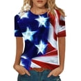 thumbnail image 1 of Lenago Débardeurs d'Été Grande Taille pour Femmes Mode Imprimée Décontractée T-Shirt Col Rond Tenues du 4 Juillet pour Femmes, 1 of 5