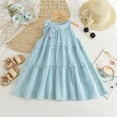 thumbnail image 2 of mgoYE Flower Girl Dress Toddler Girl Summer Dress Little Girls Casual Beach Party Bowknot Sling Sundress(Light Blue,6-7 Years), 2 of 8