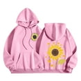 thumbnail image 3 of DDAPJ pyju Womens Cute Graphic Hoodies Oversized Sunflower Print Hooded Sweatshirt Teen Girls Y2K Aesthetic Hoodie with Kangaroo Pocket Pink XXL, 3 of 6
