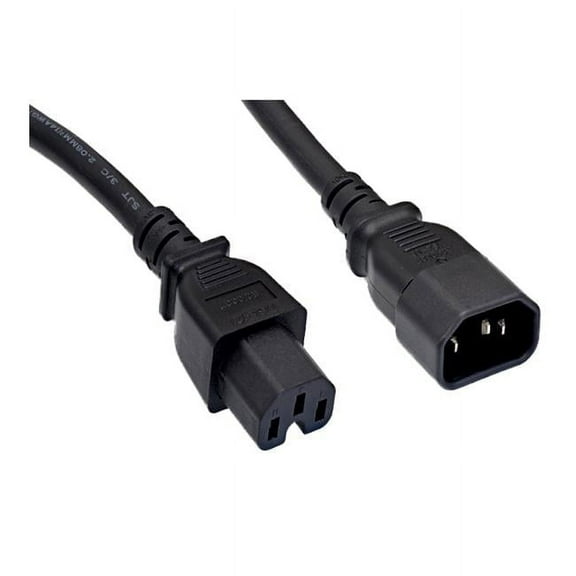 CableWholesale 10W2-07103 3 ft. 14 AWG 15A C14 to C15 UL SJT Power Cord, Black