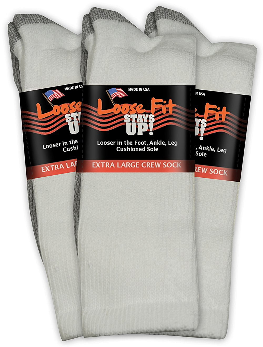 Extra Wide Socks Extra Wide Sock Co. NEW White Men Size XL Loose Fit