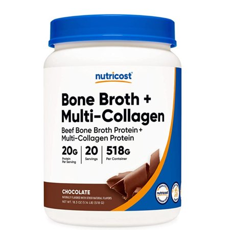 Nutricost Bone Broth + Multi-Collagen Chocolate -- 18.3 oz