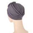 thumbnail image 4 of Herrnalise Women Solid Bowknot India Muslim Ruffle Chemo Hat Headwear Head Wraps Turbans Beanie Cap Headwraps, 4 of 5