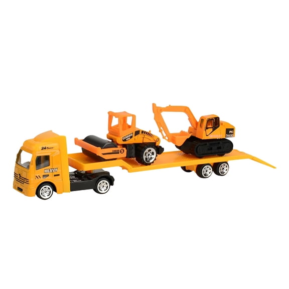BESTSKY Truck and Trailer Toys for Boys Flatbed Trailer Trucks Toy Alloy Trailer Engineering Roller Excavator Truck Model Car Toys Construction Truck Toys