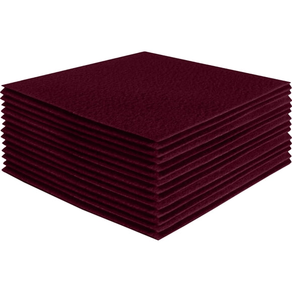 Láminas de fieltro FabricLA color borgoña 25,5 x 25,5 cm, 24 piezas