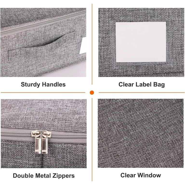 Under Bed Storage Bags 2 Pack - 30x15x6.7 Inch Foldable Fabric Organizers With Lid For Blankets, Clothes, Shoes