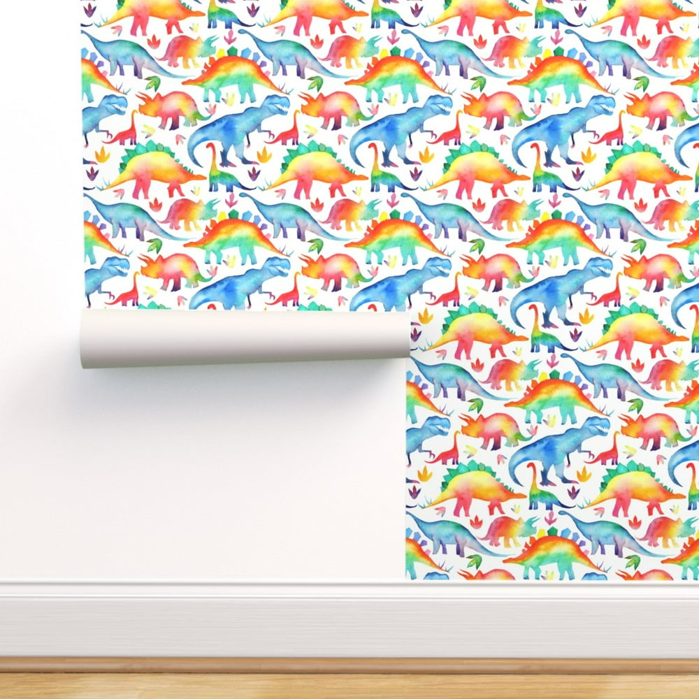 PeelandStick Removable Wallpaper Rainbow Dino Nursery