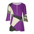 thumbnail image 4 of FAIWAD Women's 3/4 Sleeve Tunic Tops V Neck Button Down Tops Geometric Print Slim Pullover Tops, 4 of 5