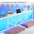 thumbnail image 6 of EnHomee King Size Metal Bed Frame with Vintage Headboard & Footboard Metal Platform Bed Frame King with LED Lights & Storage, Noise Free, White, 6 of 7