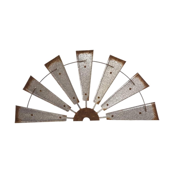 Escultura de pared de molino de viento, arte de hierro, decoración, adorno colgante para baño y dormitorio. Semicírculo