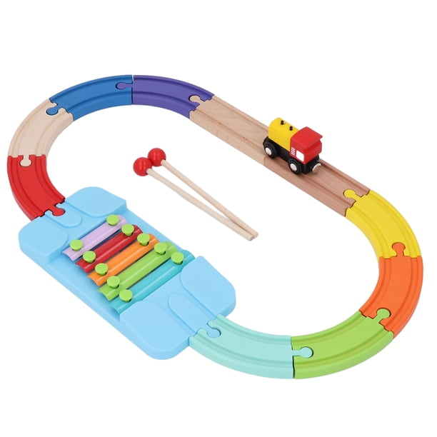 Paquete de expansión de la vía de Tren de Madera, Kits de Ferrocarril de Madera EnsamblaJe flexible Aprendizaje Temprano para Niños