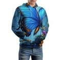 thumbnail image 5 of Blue Butterfly Floral Fantasy 3D Print Hoodie Men Women Autumn Thin Pullover Sweatshirt Vintage Streetwear Tops, 5 of 6