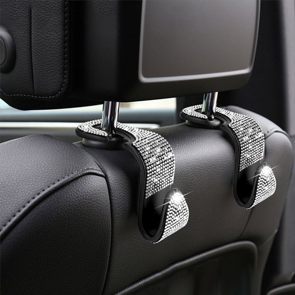 4x Car Hooks,Bling Car Seat Hanger Backseat,Headrest Auto Seat Hook,Car Accessories for Hanging Handbags,Purse,Clothes