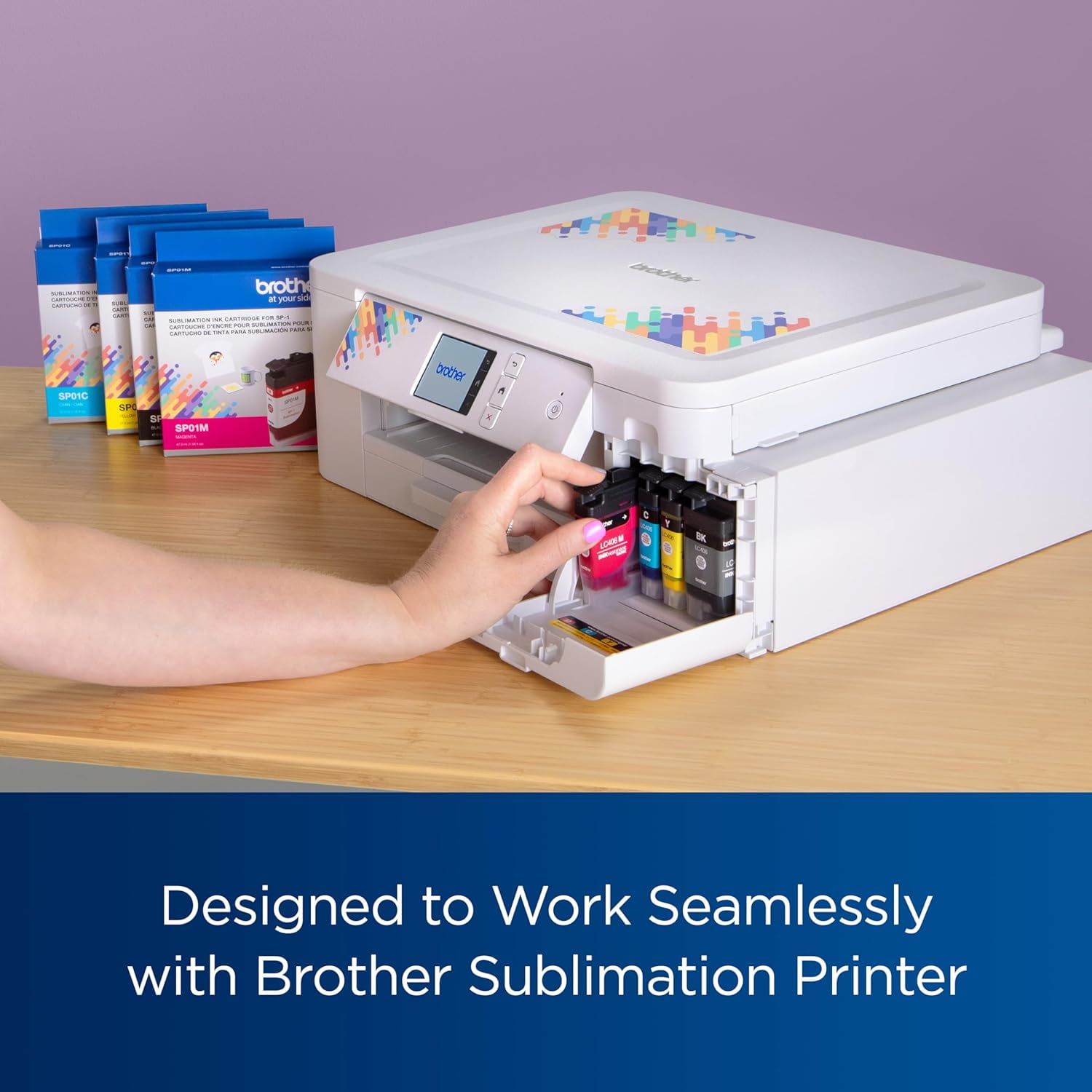 Brother Genuine Sublimation Ink Cartridge Color 4-Pack, Black, Cyan, Magenta & Yellow, and Sublimation Paper, 100 Sheets