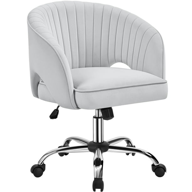 Silla giratoria de terciopelo Yaheetech para escritorio, gris claro