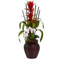 thumbnail image 2 of Nearly Natural Bromedliad & Orchid Combo with Planter, White, 2 of 2