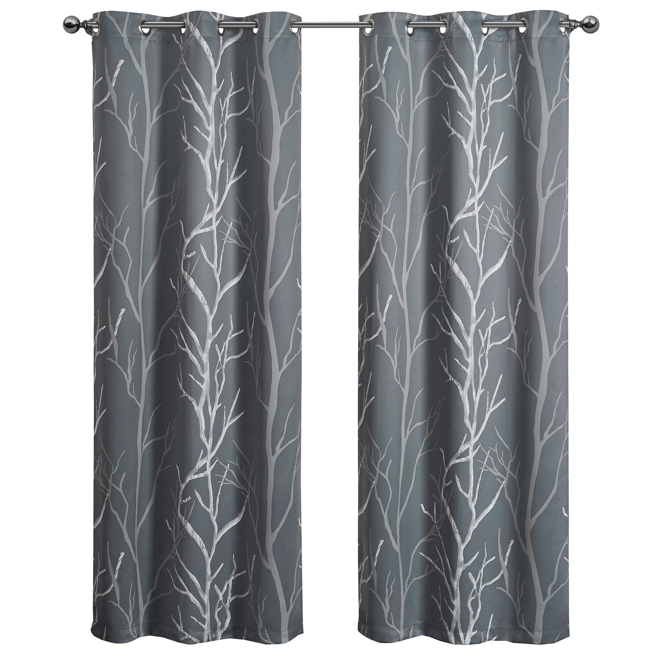 VCNY Home Kingdom Grey Branch Grommet Blackout Curtain, 40" x 84"