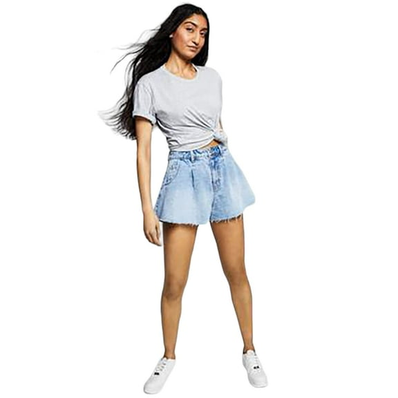 MSRP $39 And Now This Womens Cotton Denim Trumpet Shorts Blue Size 29