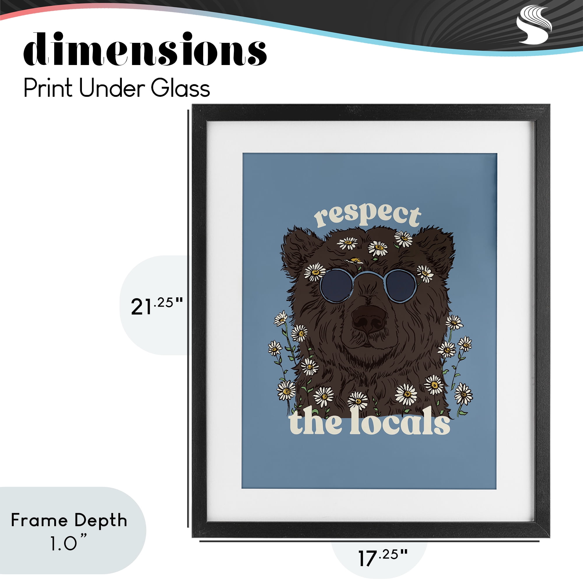 Stupell Industries Respect The Locals Bear Black Framed Print Under Glass, design by Two If By Sea Studios
