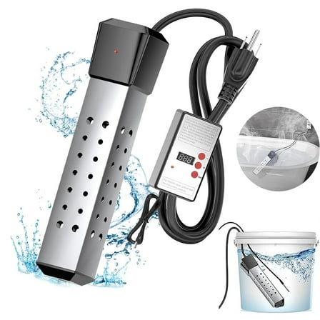 DICEEVIL Immersion Water Heater, 2000W Pool Heater for Inflatable Above Ground Swimming Pool, Submersible Electric Water Heater, Portable Bucket Heater with 304 Stainless Guard and Thermostat