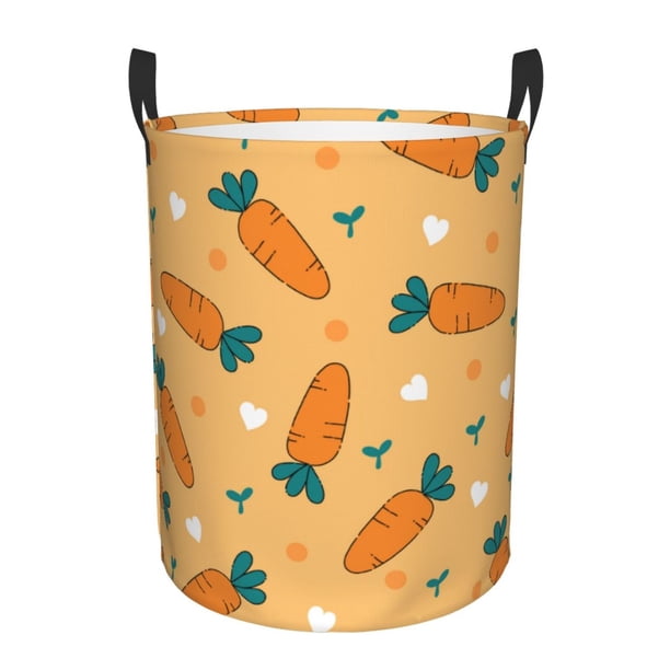 Fotbe Love Carrot Cesto de Ropa con Asas, Cesto Impermeable de Gran Capacidad, Bolsa de Lavado para Dormitorio, Cesto de Ropa con Ruedas y Asas-Small