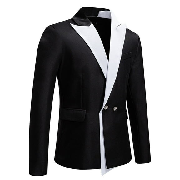 CONZONE Suit Jacket for Men Casual Men's Blazer Patchwork Color Two Buttons Elegant Slim Fit Dress Jacket for Performance,Prom,Wedding