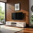thumbnail image 5 of FurniFact White High Gloss TV Cabinet - Stylish TV Stand with Drawers and Shelves, 5 of 6