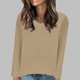 thumbnail image 1 of Suéter de cuello en V para mujer, jersey de manga larga de color liso con cuello en V, suéter informal de moda, top de poliéster para mujer, 1 of 6